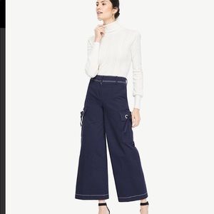 Ann Taylor Blue Wide Leg Crop Pant With Grommets